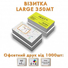 Offset printing of business cards 50x90mm Coated matte 350 g/m² Matte lamination 1+1 with rounded corners