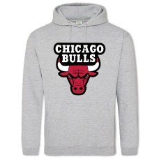 Hoodie with Print Chicago Bulls Logo - 2XL grey