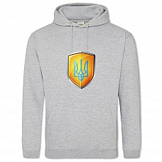 Худи с принтом 3Д Герб Украины - 2XL серый