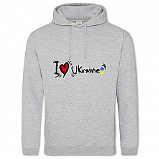 Худи с принтом Я Люблю Украину 2 - 2XL серый