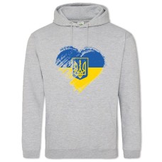 Худі з принтом Серце України Та Герб - 2XL сірий