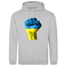 Hoodie with Print Fist Of The Colors Of Ukraine - 2XL grey