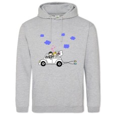 Hoodie with Print The Bride And Groom In A White Car - 2XL grey