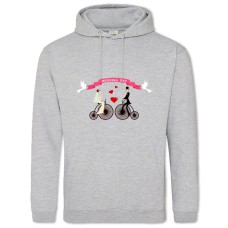 Hoodie with Print Bride And Groom On Bicycles - 2XL grey