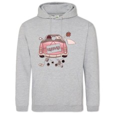 Hoodie with Print Bride And Groom On A Pink Car - 2XL grey