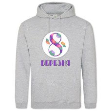 Худі з принтом 8 Березня Квіточками - 2XL сірий