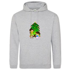 Худі з принтом З Новим Роком Ялинка Дівчинка І Хлопчик - 2XL сірий