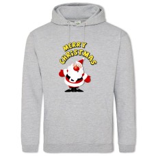 Hoodie with Print With Christmas Santa Claus - 2XL grey