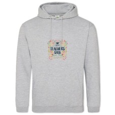Hoodie with Print Happy Teacher In Florets - 2XL grey