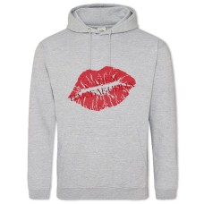 Hoodie with Print Happy Valentine's Day Lips - 2XL grey