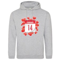 Худи с принтом День Всех Влюбленных 14 Февраля На Календаре - 2XL серый