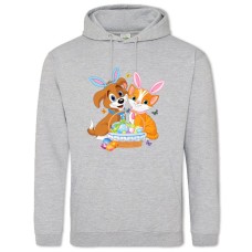 Худі з принтом Великдень Собачка І Кішка - 2XL сірий