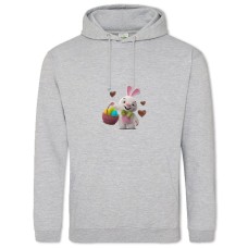 Hoodie with Print Easter Bunny With A Basket - 2XL grey