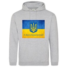 Hoodie with Print Constitution Day Flag Emblem And Contrast - 2XL grey