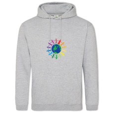 Hoodie with Print Young People Around The Earth - 2XL grey