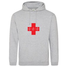 Hoodie with Print Day Medic Red Cross And Kardiograma - 2XL grey