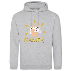 Hoodie with Print Esports Gamepad Hand And Lightning - 2XL grey