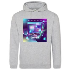 Hoodie with Print Esports Player In Neon Colors - 2XL grey