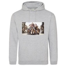 Hoodie with Print Elephant And Rhino Warriors - 2XL grey