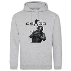Hoodie with Print Cs Go Soldier With Rifle - 2XL grey
