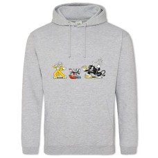 Hoodie with Print Cuphead Protagonists Clown And Evil Cat - 2XL grey