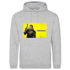 Hoodie with Print Cyberpunk 2077 Protagonist - 2XL grey
