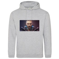 Hoodie with Print Cyberpunk 2077 Game's Protagonist - 2XL grey