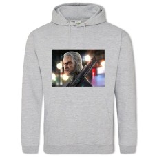 Hoodie with Print Cyberpunk 2077 Game Character With A Scar - 2XL grey