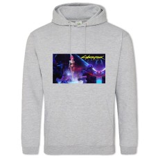 Hoodie with Print Cyberpunk 2077 Riot At The Bar - 2XL grey