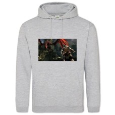 Худи с принтом Босс Красный Дракон - 2XL серый