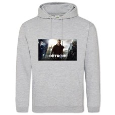 Hoodie with Print Detroit Become Human Three Playable Characters In The Intro - 2XL grey