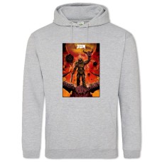 Hoodie with Print Doom Skull - 2XL grey