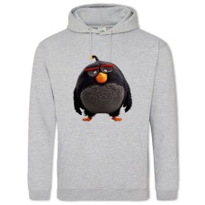 Hoodie with Print Angry Birds Black Bird - 2XL grey