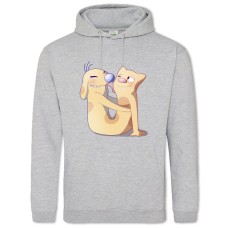 Hoodie with Print Catdog Cute Art - 2XL grey