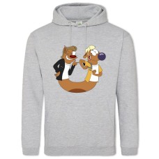 Hoodie with Print Catdog Cute - 2XL grey