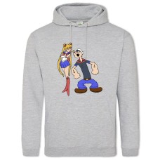Hoodie with Print Popeye The Sailor With Sailor Moon - 2XL grey