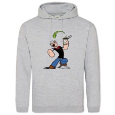 Hoodie with Print Popeye The Sailor Powerfull Popeye - 2XL grey