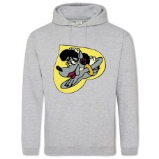 Hoodie with Print Well Wait Wolf Heart - 2XL grey