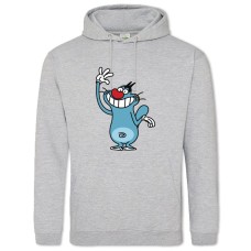 Худи с принтом Огги И Тараканы Кот - 2XL серый