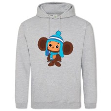 Hoodie with Print Cheburashka And Crocodile Gena Cheburashka In The Cap - 2XL grey