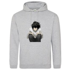 Hoodie with Print Death Note L Hero Print - 2XL grey