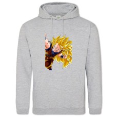 Hoodie with Print Dragon Ball Strong Powerfull Hero - 2XL grey