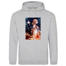 Hoodie with Print Sword Art Online Kirito And Asuna - 2XL grey