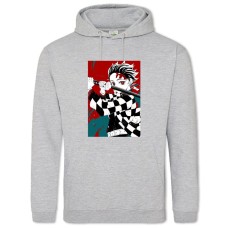 Hoodie with Print Demon Slayer Kimetsu No Yaiba Tanjirou Kamado Art - 2XL grey