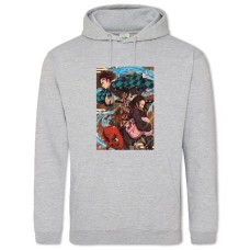 Hoodie with Print Demon Slayer Kimetsu No Yaiba Main Heroes - 2XL grey