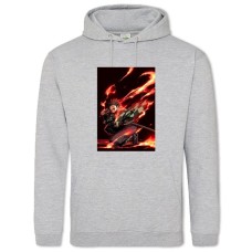 Hoodie with Print Demon Slayer Kimetsu No Yaiba Tanjirou Fighter - 2XL grey