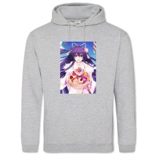 Hoodie with Print Date A Live Delicious Print - 2XL grey