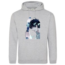 Hoodie with Print Blue Exorcist Sword Print - 2XL grey