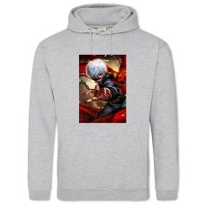 Hoodie with Print Tokyo Ghoul Ken Kaneki Print - 2XL grey