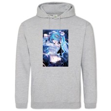 Hoodie with Print Hatsune Miku Happy - 2XL grey